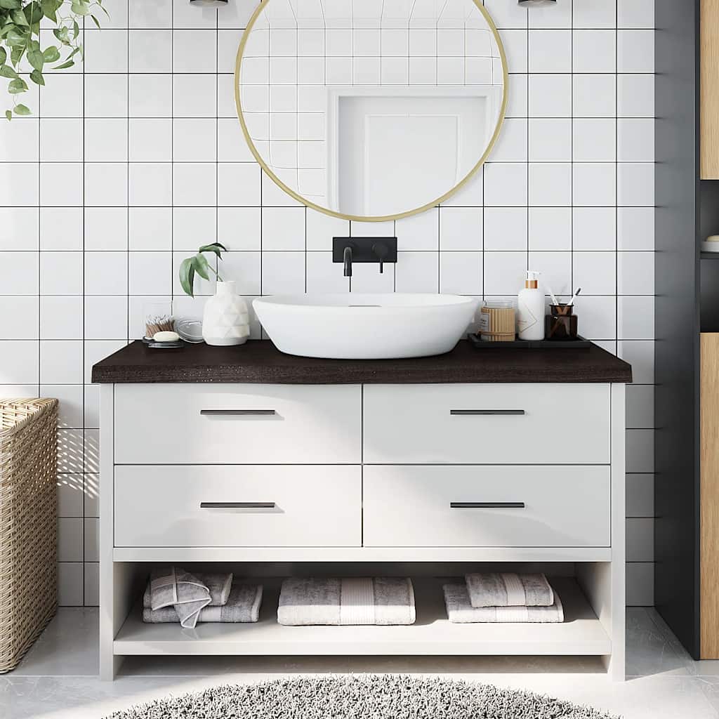 Vidaxx Waschtischplatte 100x40x (2-6) cm behandeltes Massivholz dunkelbraun