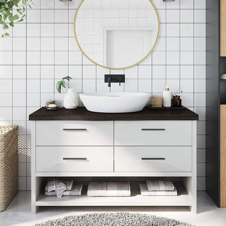 Vidaxx Waschtischplatte 100x40x (2-6) cm behandeltes Massivholz dunkelbraun