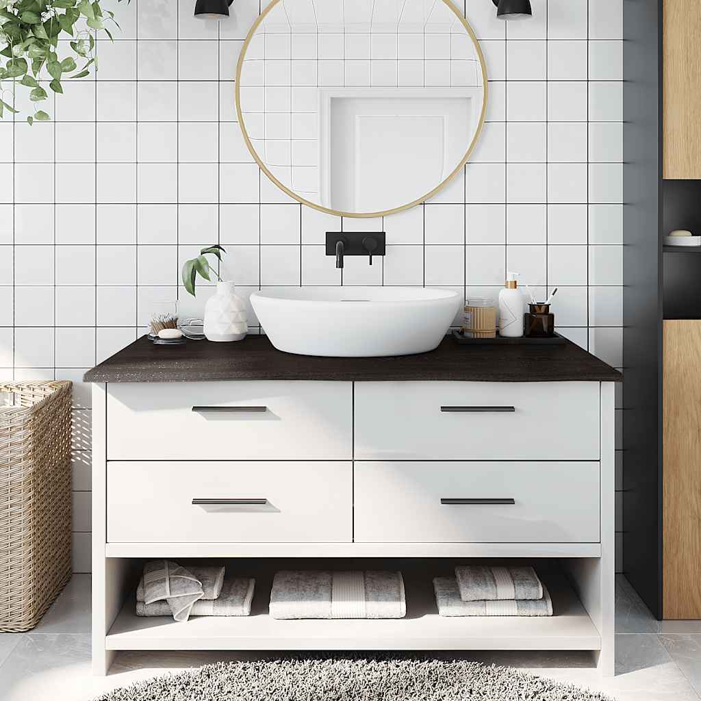 Vidaxx Waschtischplatte 100x50x2 cm, behandeltes Massivholz dunkelbraun