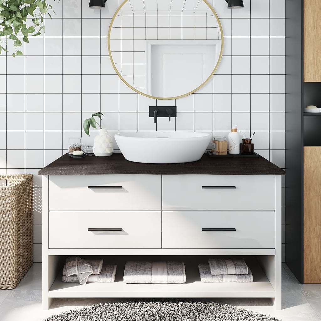 Vidaxl Washbasin Tabell 100x50x2 cm behandlet massivt tre mørkebrunt