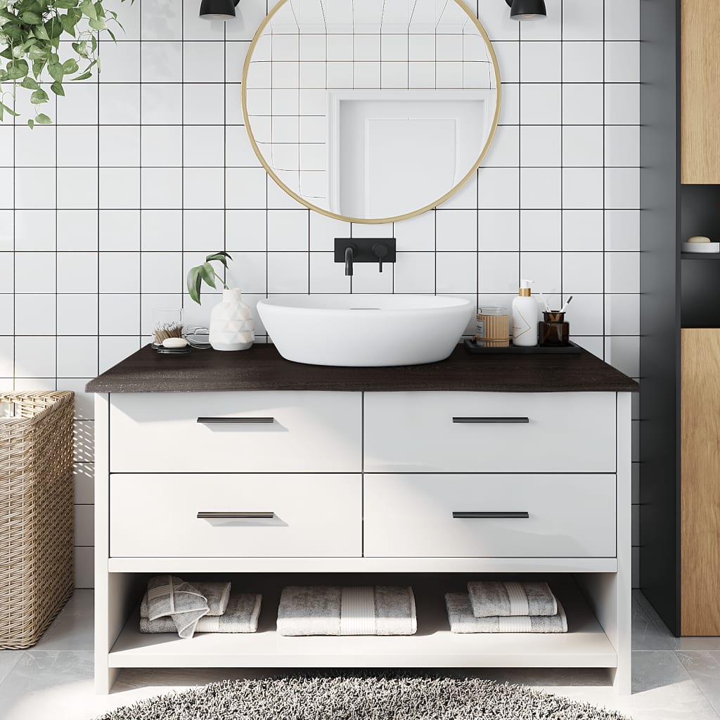 Vidaxx Waschtischplatte 100x60x2 cm, behandeltes Massivholz dunkelbraun
