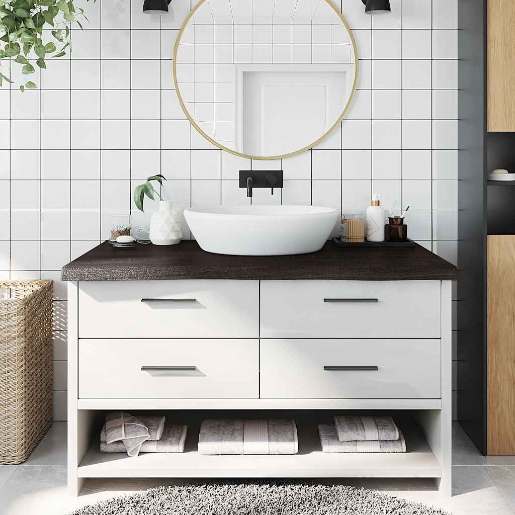 Vidaxx Waschtischplatte 100x60x (2-6) cm behandeltes Massivholz dunkelbraun