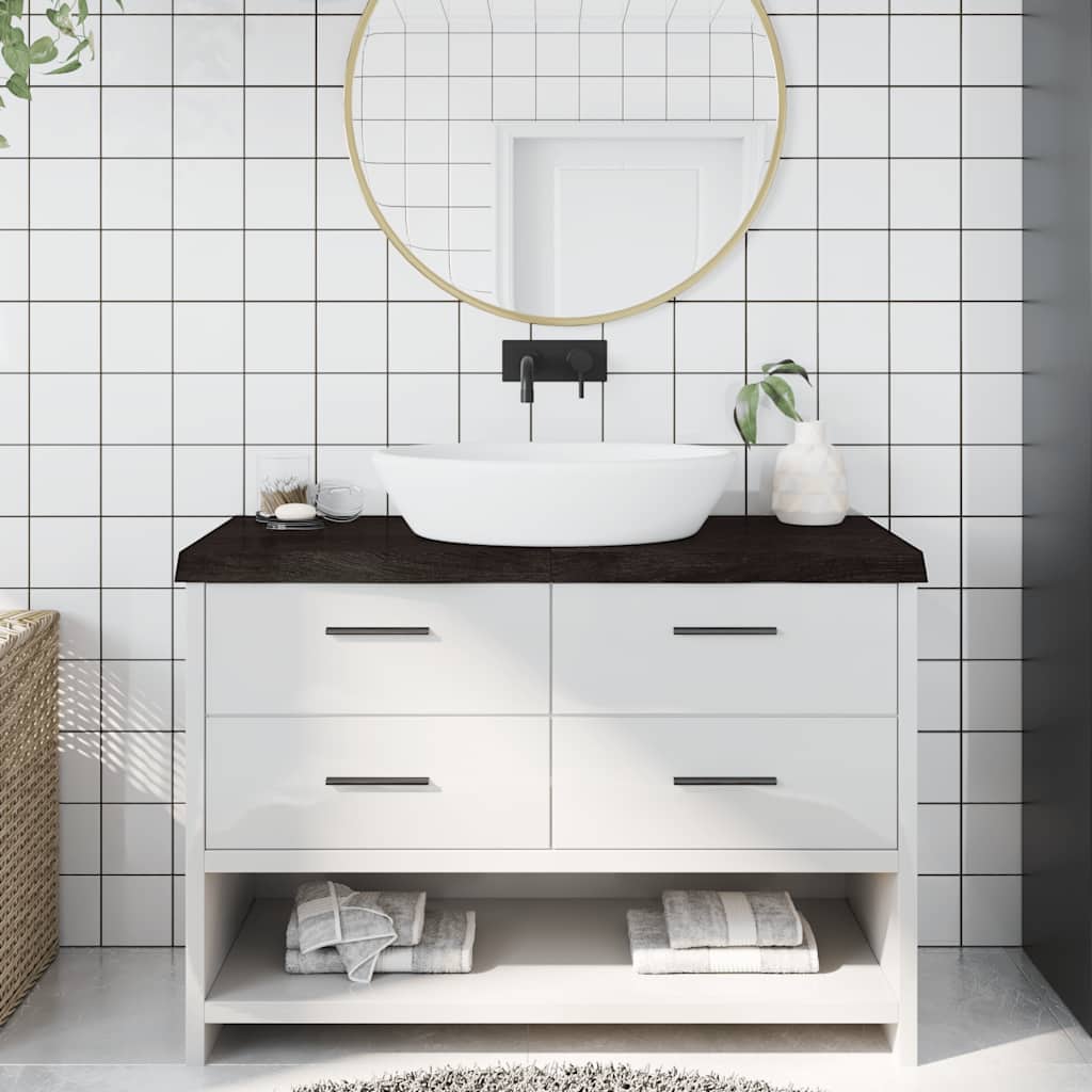 Vidaxx Waschtischplatte 120x40x (2-6) cm behandeltes Massivholz dunkelbraun