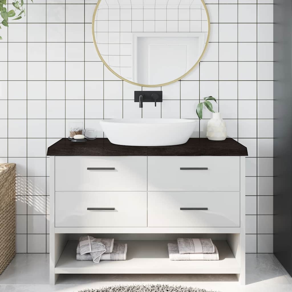 Vidaxx Waschtischplatte 120x60x (2-6) cm behandeltes Massivholz dunkelbraun