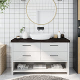 Vidaxx Waschtischplatte 140x40x (2-6) cm behandeltes Massivholz dunkelbraun