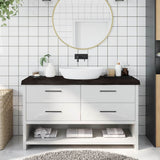 Vidaxx Waschtischplatte 140x50x (2-6) cm behandeltes Massivholz dunkelbraun