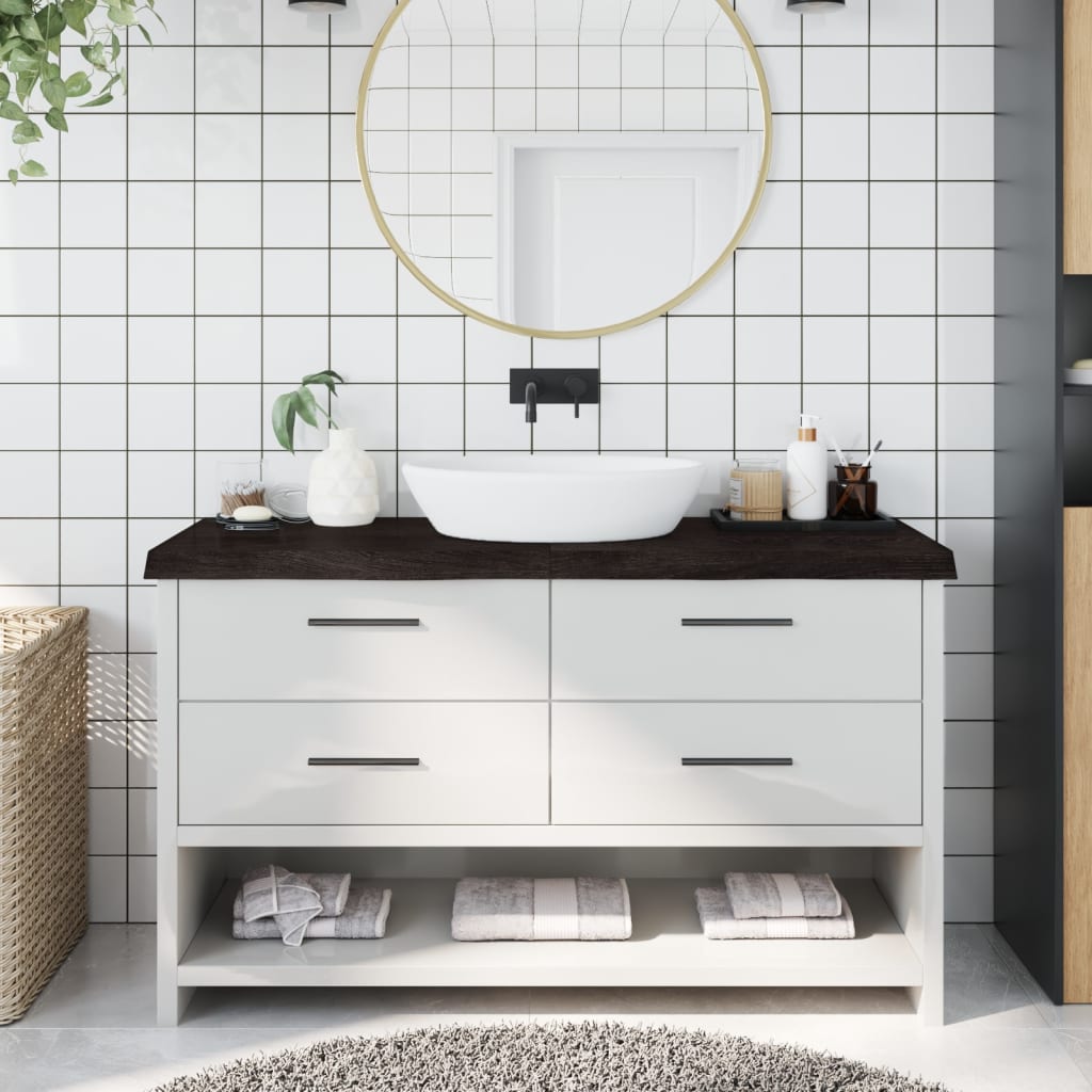 List vidaxl washbasin 140x50x (2-6) cm ošetřený s pevným dřevem tmavě hnědá