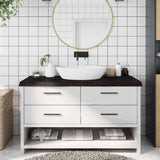 Vidaxx Waschtischplatte 140x60x (2-6) cm behandeltes Massivholz dunkelbraun