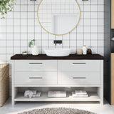 Vidaxx Waschtischplatte 160x30x (2-6) cm behandeltes Massivholz dunkelbraun