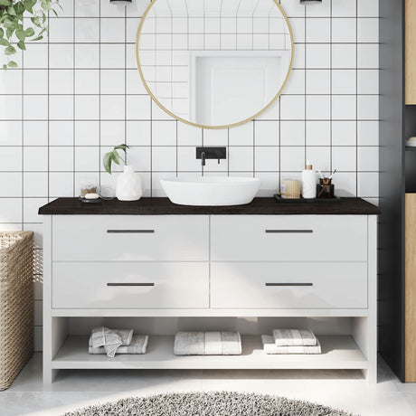 Vidaxx Waschtischplatte 160x40x (2-4) cm behandeltes Massivholz dunkelbraun