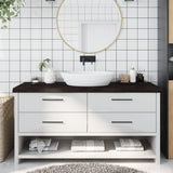 Vidaxx Waschtischplatte 160x50x (2-6) cm behandeltes Massivholz dunkelbraun