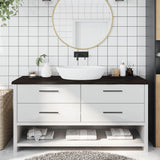 Vidaxx Waschtischplatte 160x60x (2-4) cm behandeltes Massivholz dunkelbraun