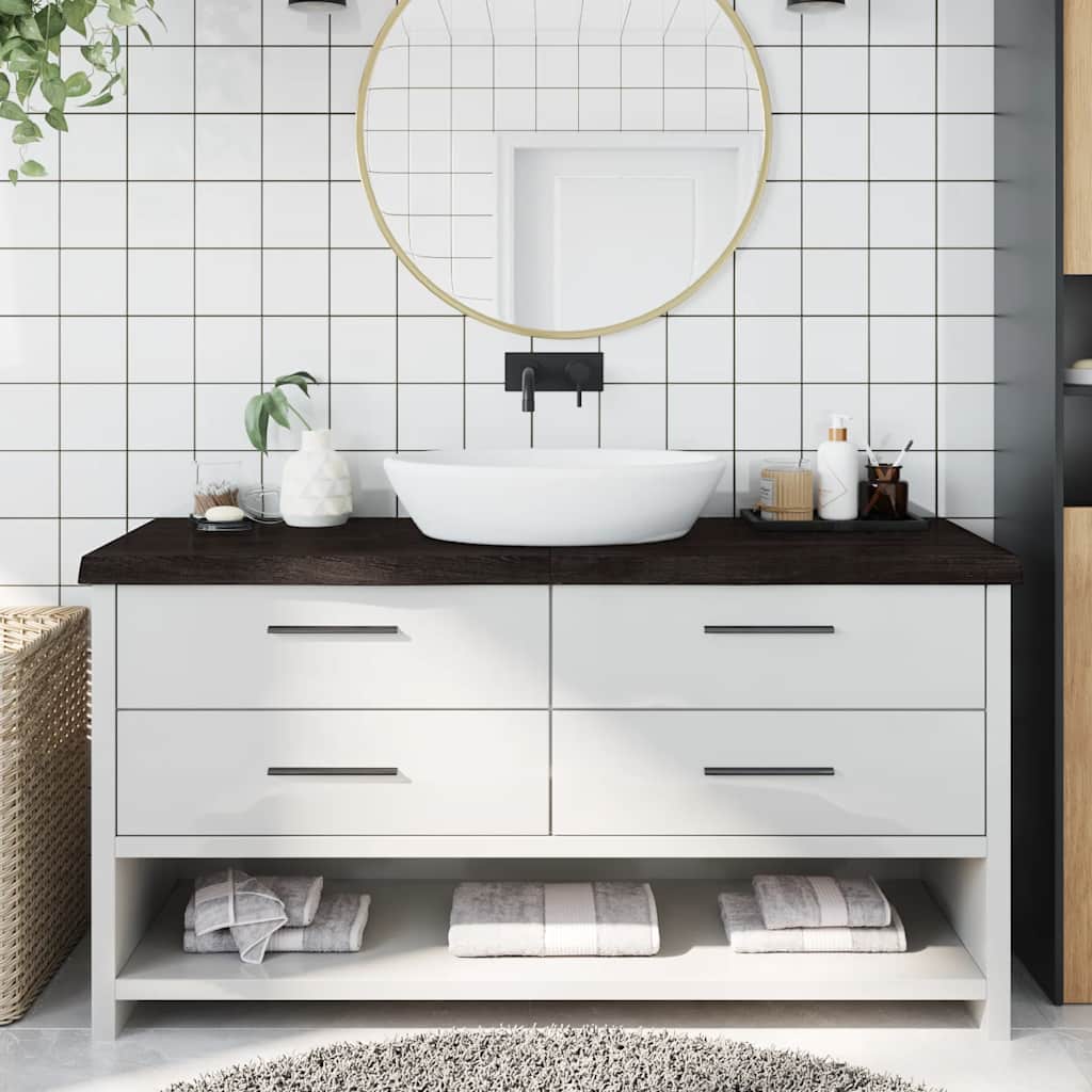 Vidaxx Waschtischplatte 160x60x (2-6) cm behandeltes Massivholz dunkelbraun