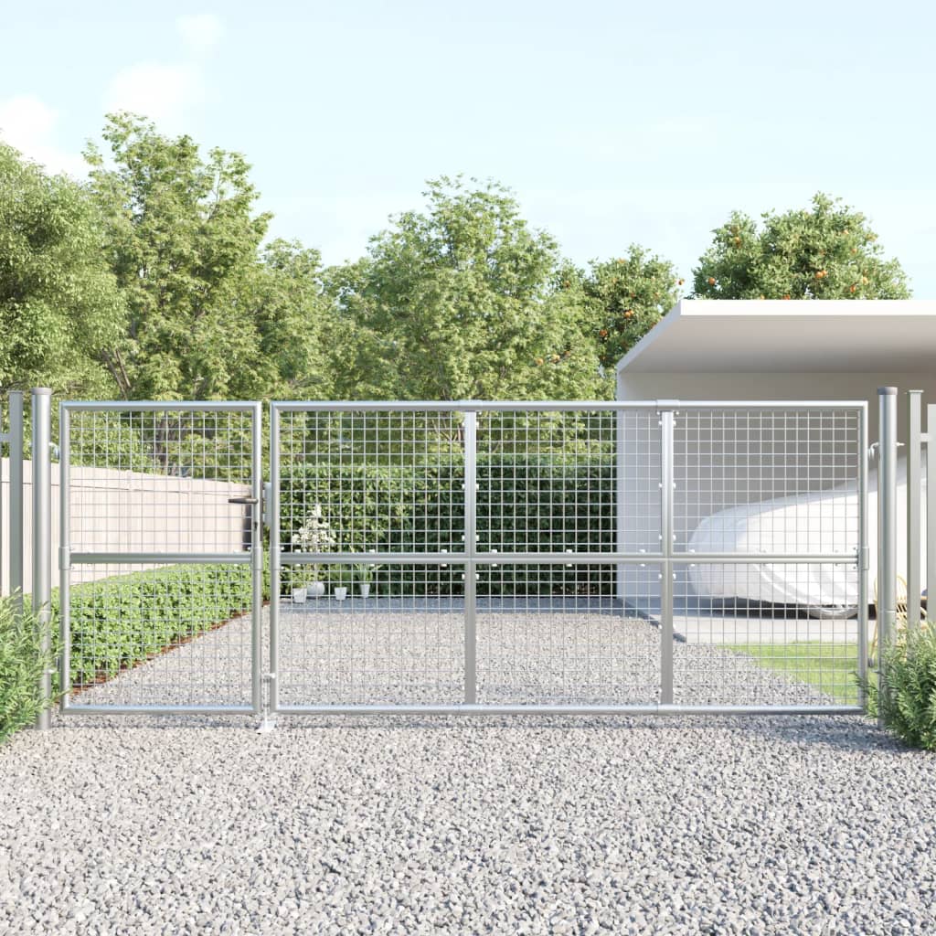 Vidaxl Garden Gate 350x175 cm Mesh et couleur argentée en acier galvanisé