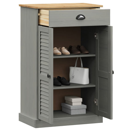 Vidaxx Schuhschrank Vigo 60x35x96 cm massives Kiefernholz grau