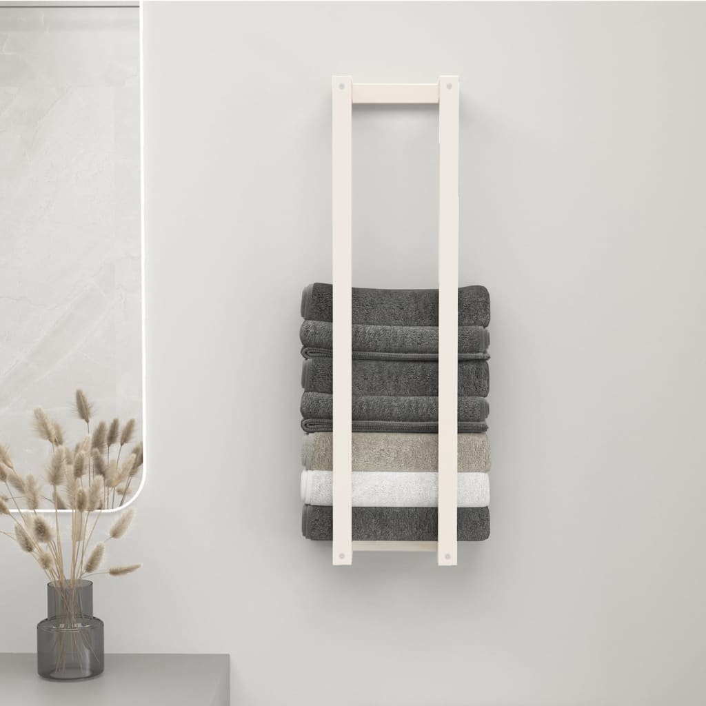 Rack de serviette Vidaxl 23x18x90 cm Pine solide blanc