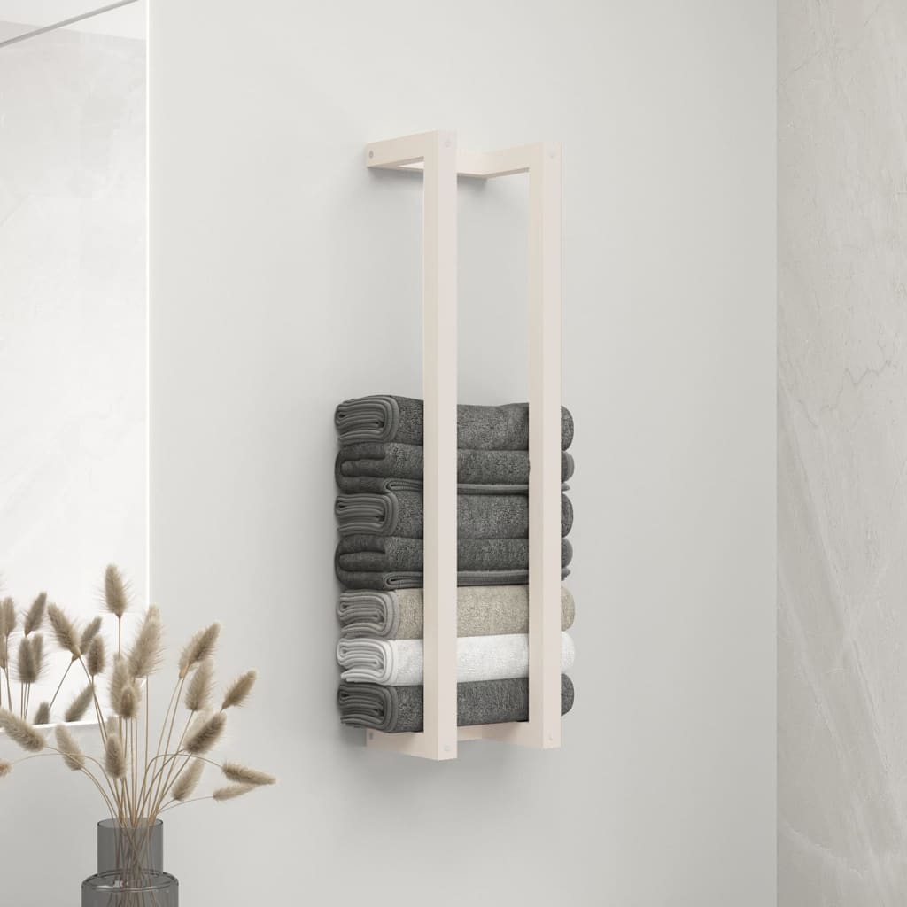 Rack de serviette Vidaxl 23x18x90 cm Pine solide blanc