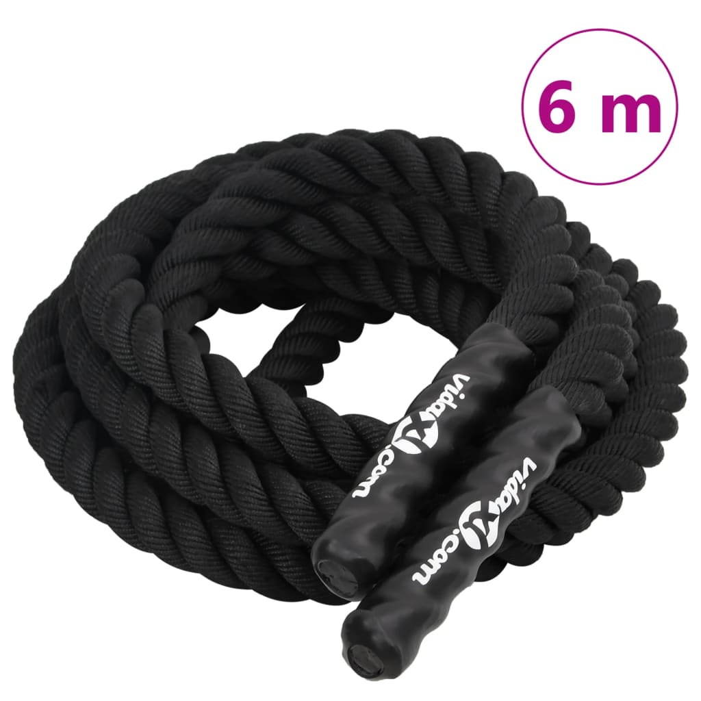 Vidaxl Battle Rope 6 m 4,5 kg di poliestere nero