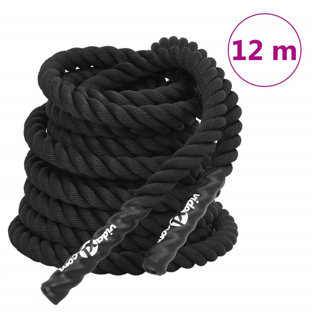 Vidaxl Battle Rope 12 m 9 kg Polyester Black