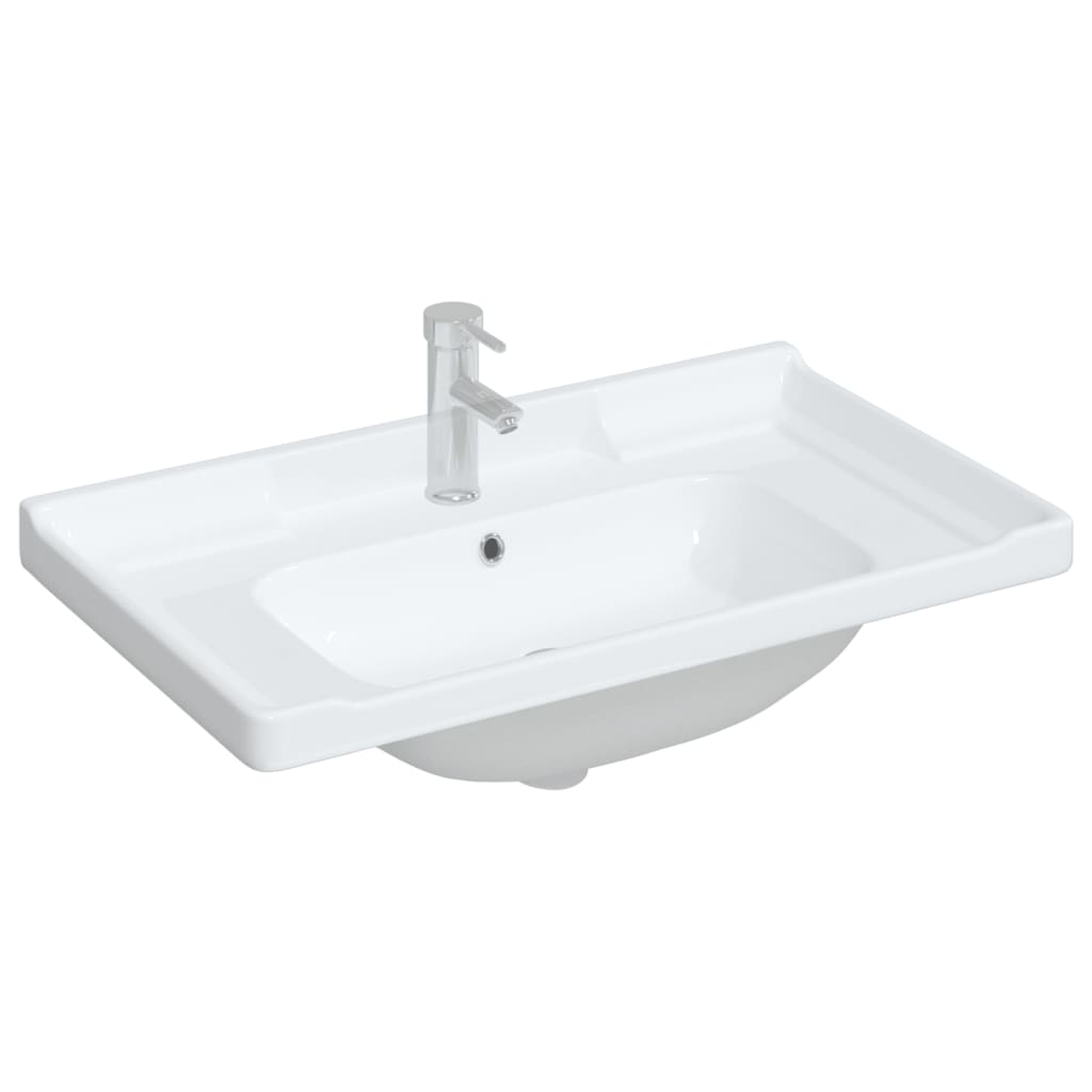 Vidaxl Washbasin pravokotni 81x48x23 cm keramična bela