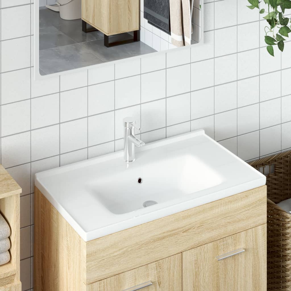 Vidaxl Washbasin pravokotni 91,5x48x19,5 cm keramična bela