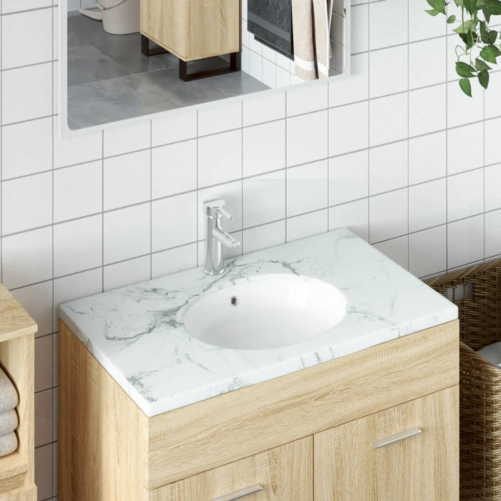 Vidaxx Waschbecken oval 38,5x33,5x19 cm Keramik weiß