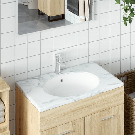 VidaXL Waschbecken oval 43x35x19 cm Keramik weiß
