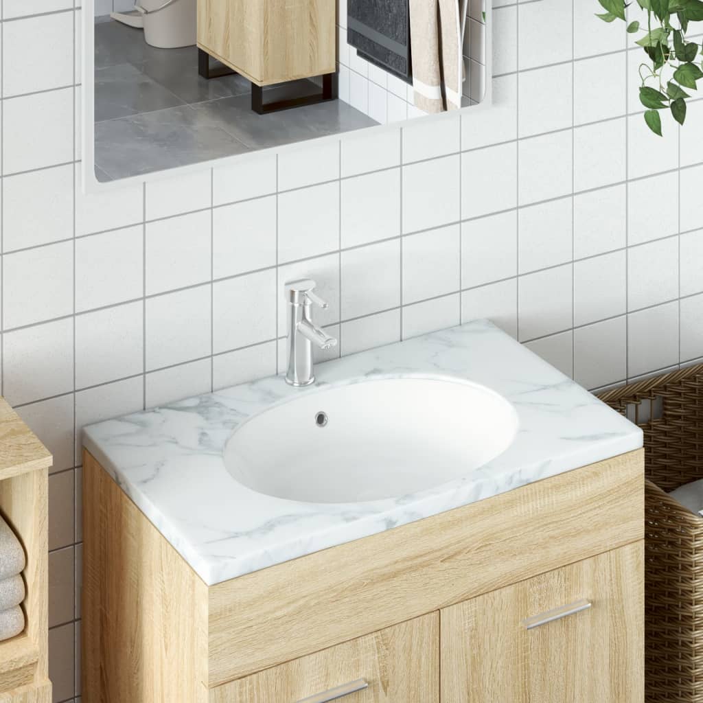 Vidaxx Waschbecken oval 56x41x20 cm Keramik weiß