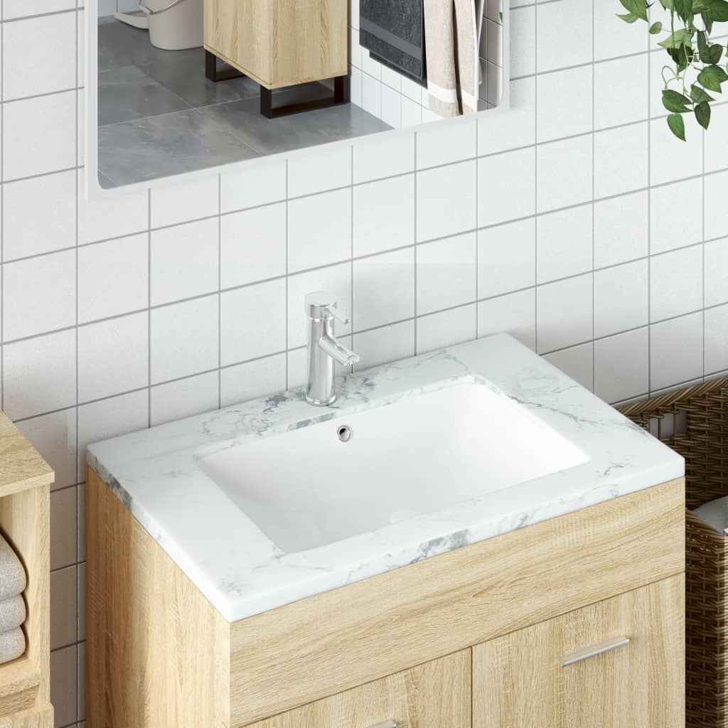 Vidaxl Washbasin prostokątny 55,5x37,5x19 cm ceramiczny biały