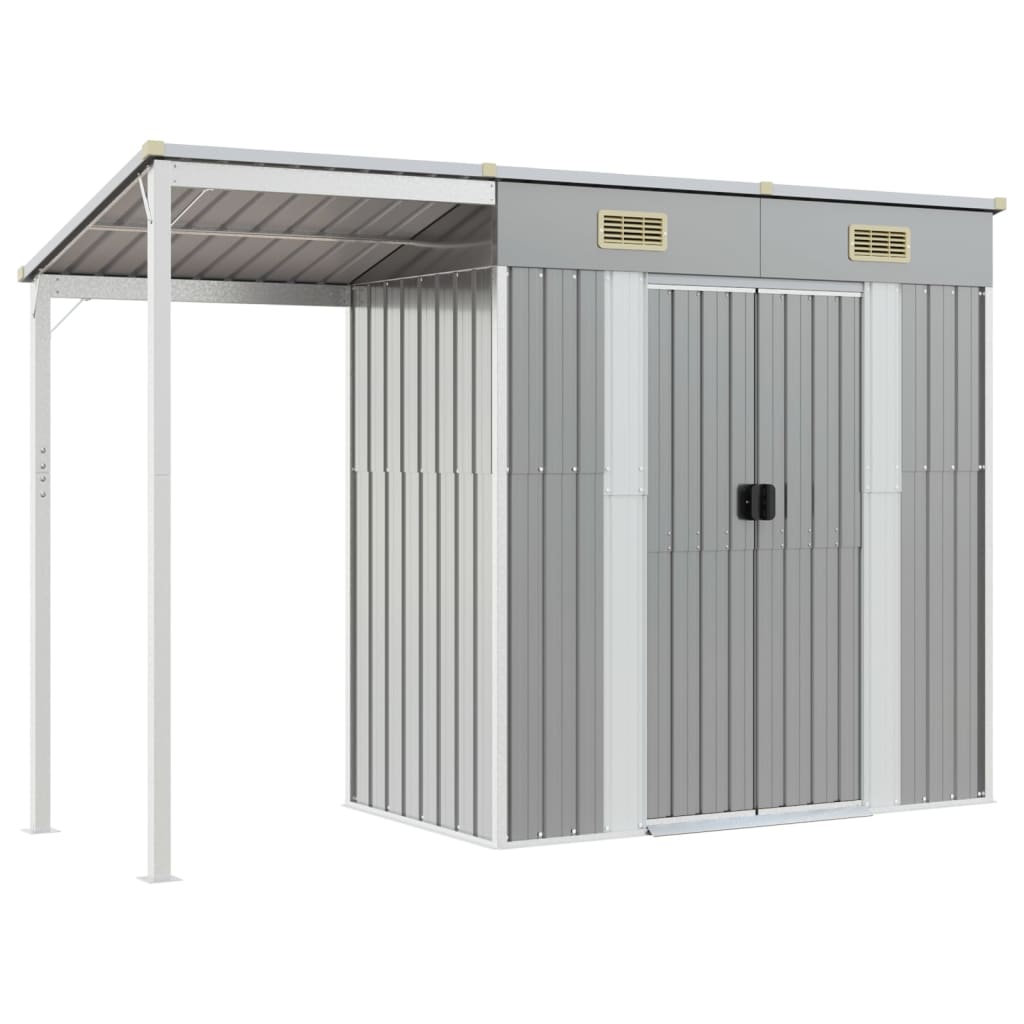 SHED JARDIN VIDAXL avec toit étendu 277x110.5x181 cm Gris clair en acier