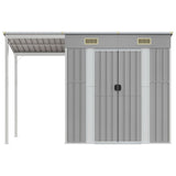 SHED JARDIN VIDAXL avec toit étendu 277x110.5x181 cm Gris clair en acier