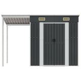 Vidaxl Garden Shed med utökat tak 277x110.5x181 cm stålantracit