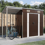 Vidaxl Garden Shed med utökat tak 277x110.5x181 cm stålbrun