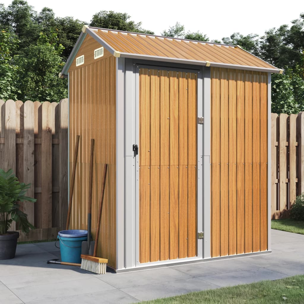 Vidaxl Garden Shed 192x152.5x237 cm ocynkowana stalowa jasnobrązowa