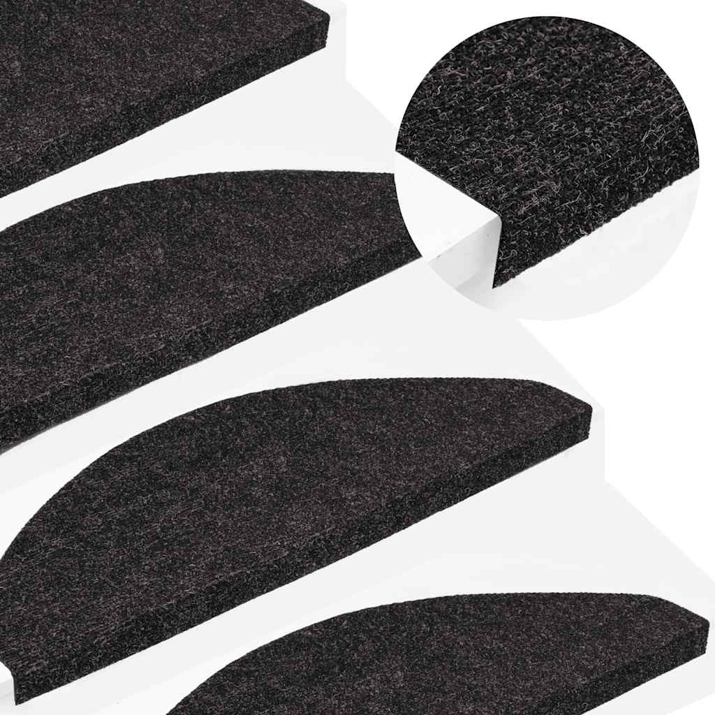 VIDAXL -Treppenmatten Selbstadhäsiv 10 PCs 65x22.5x3.5 cm Anthrazit -Colored