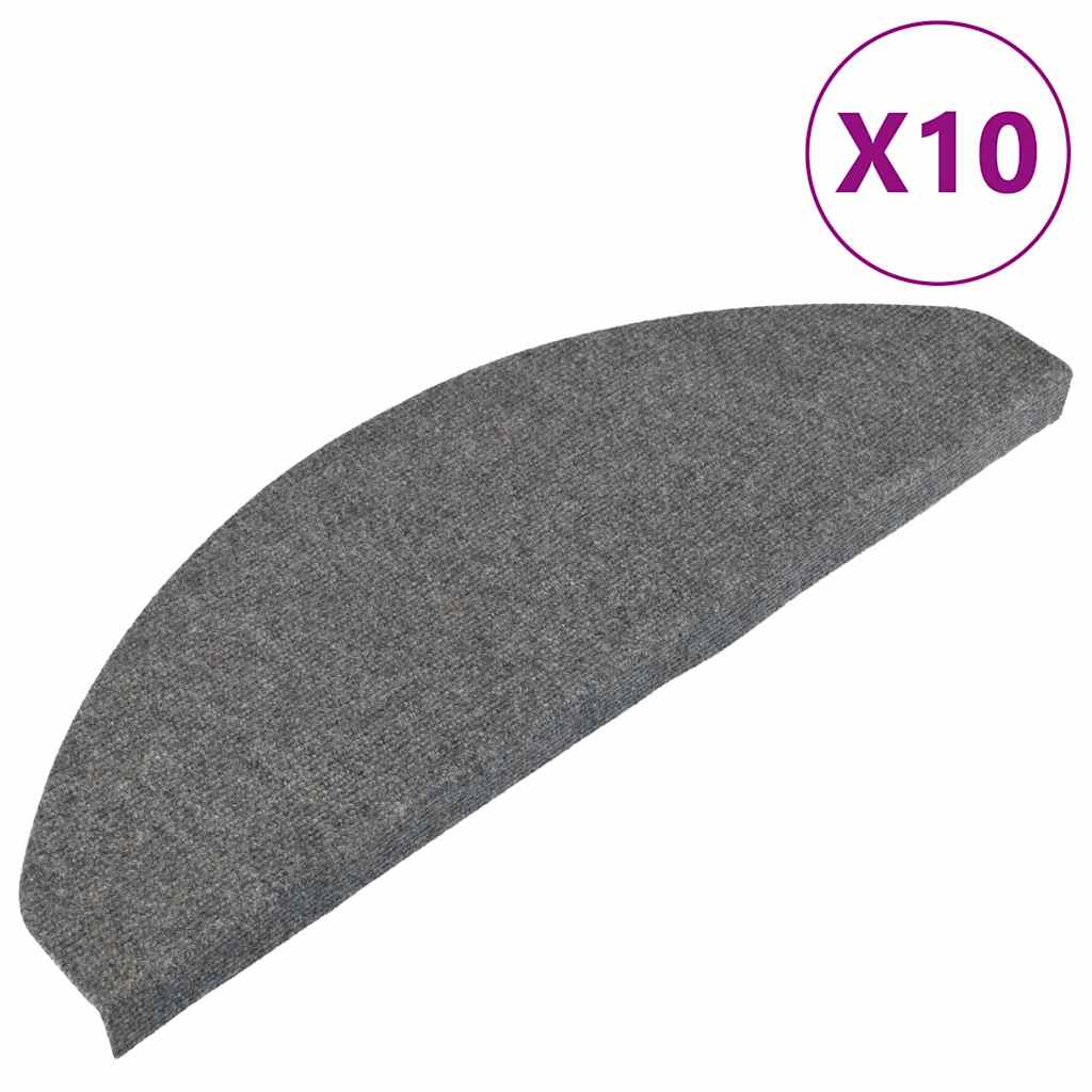 Vidaxl -Treppenmatten Selbstadhäsiv 10 ST 65x22.5x3,5 cm Grau