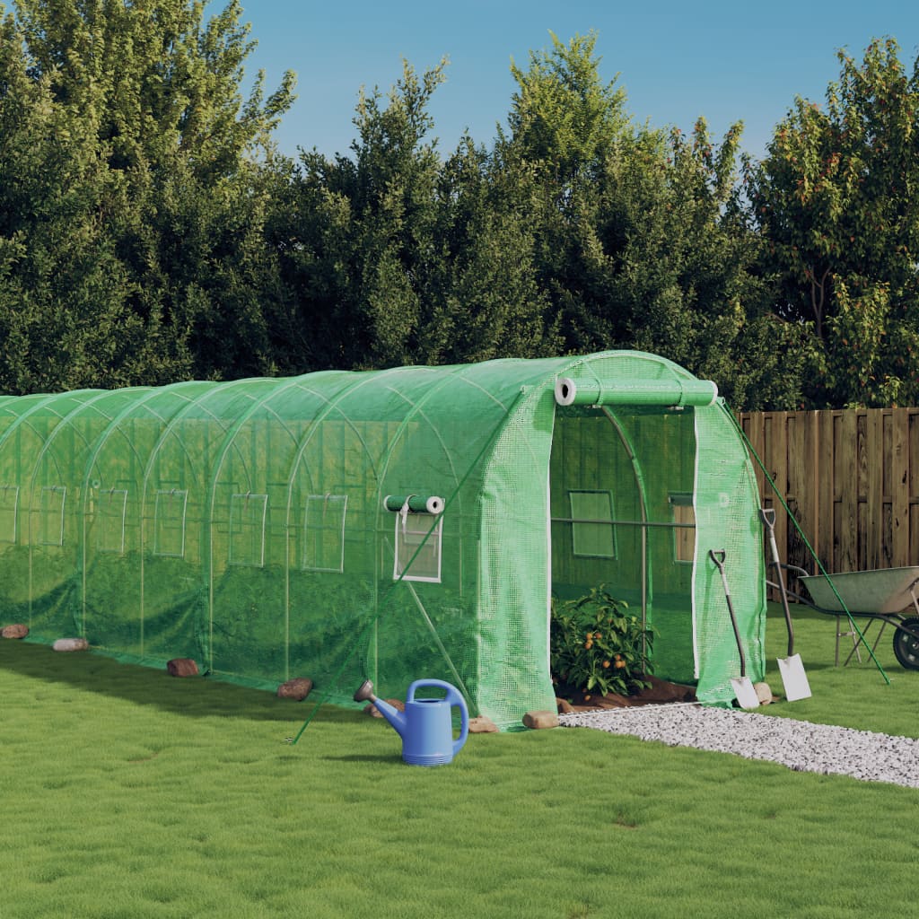 VidaXL Tuinkas met stalen frame 16 m² 8x2x2 m groen