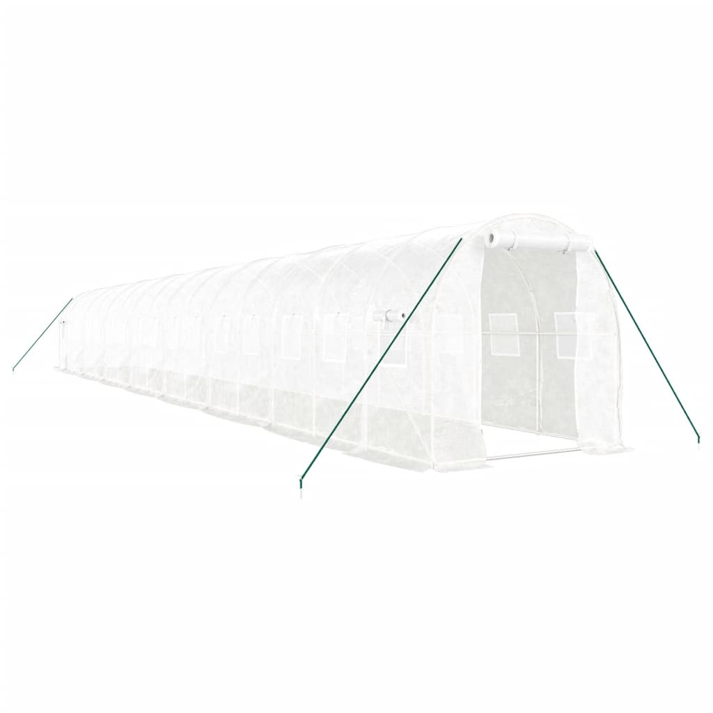 Vidaxl Tuinkas con marco de acero 32 m² 16x2x2 m blanco