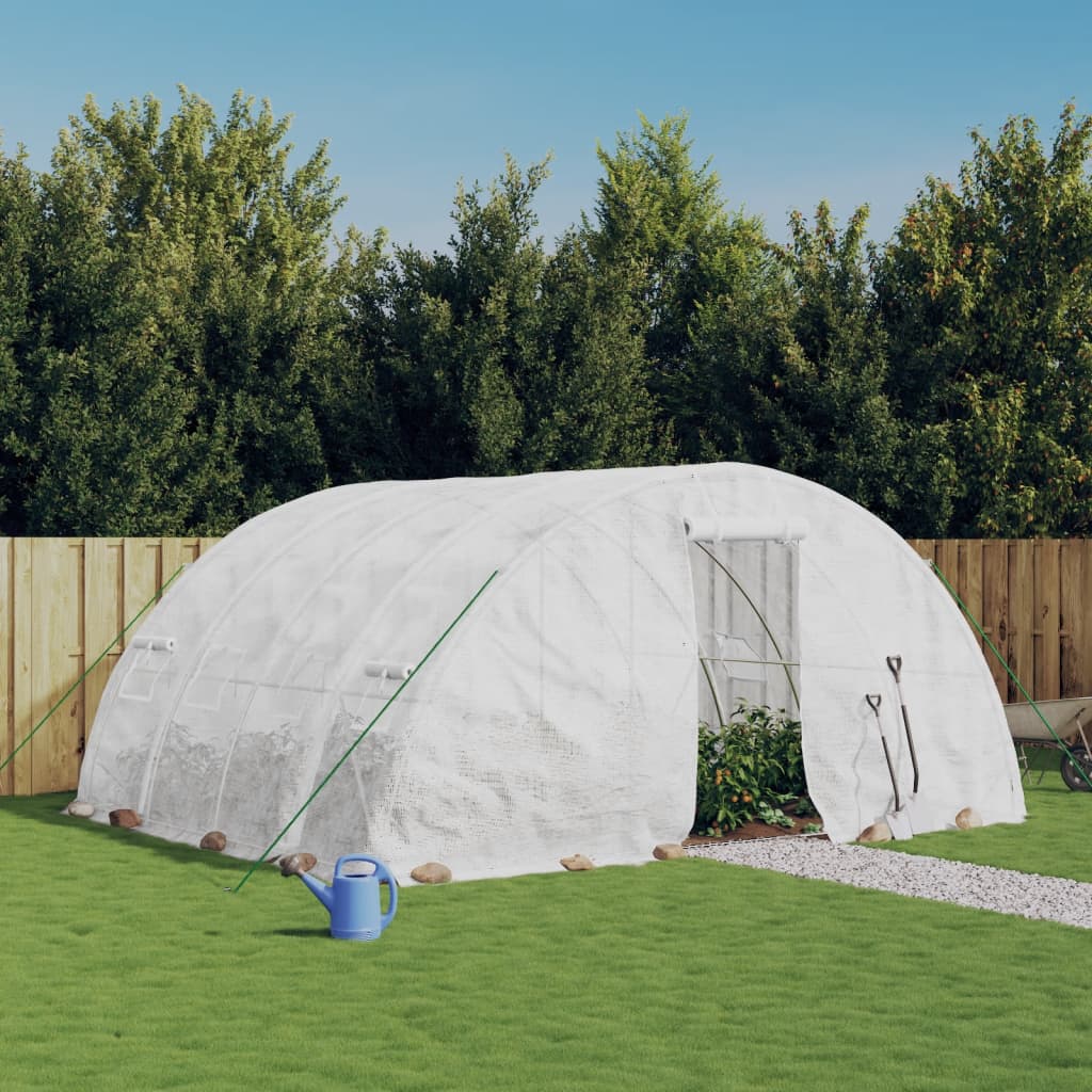 Vidaxl tuinkas avec cadre en acier 20 m² 5x4x2,3 m blanc