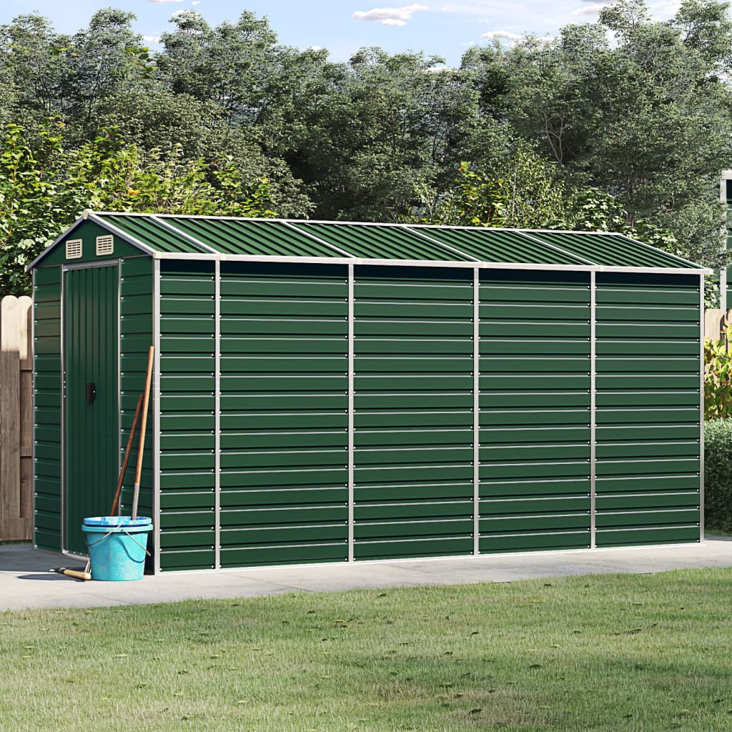 Vidaxl Garden Shed 191x385x198 cm pocinkano jekleno zeleno