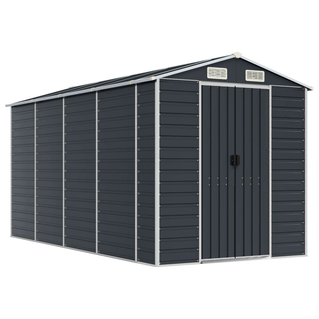 Vidaxl Garden Shed 191x385x198 cm galvaniserat stålantracit -färgad