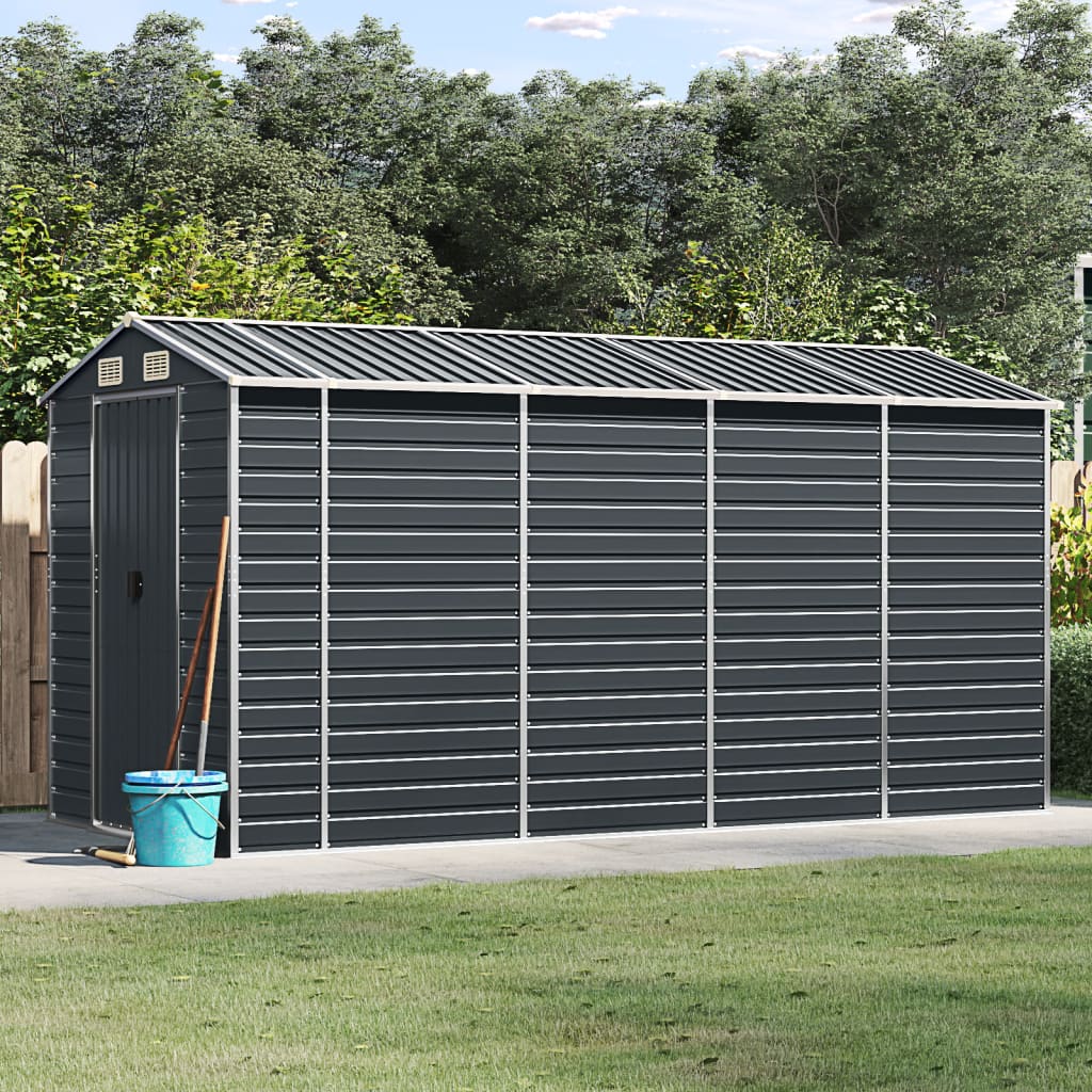 Vidaxl Garden Shed 191x385x198 cm galvaniserat stålantracit -färgad