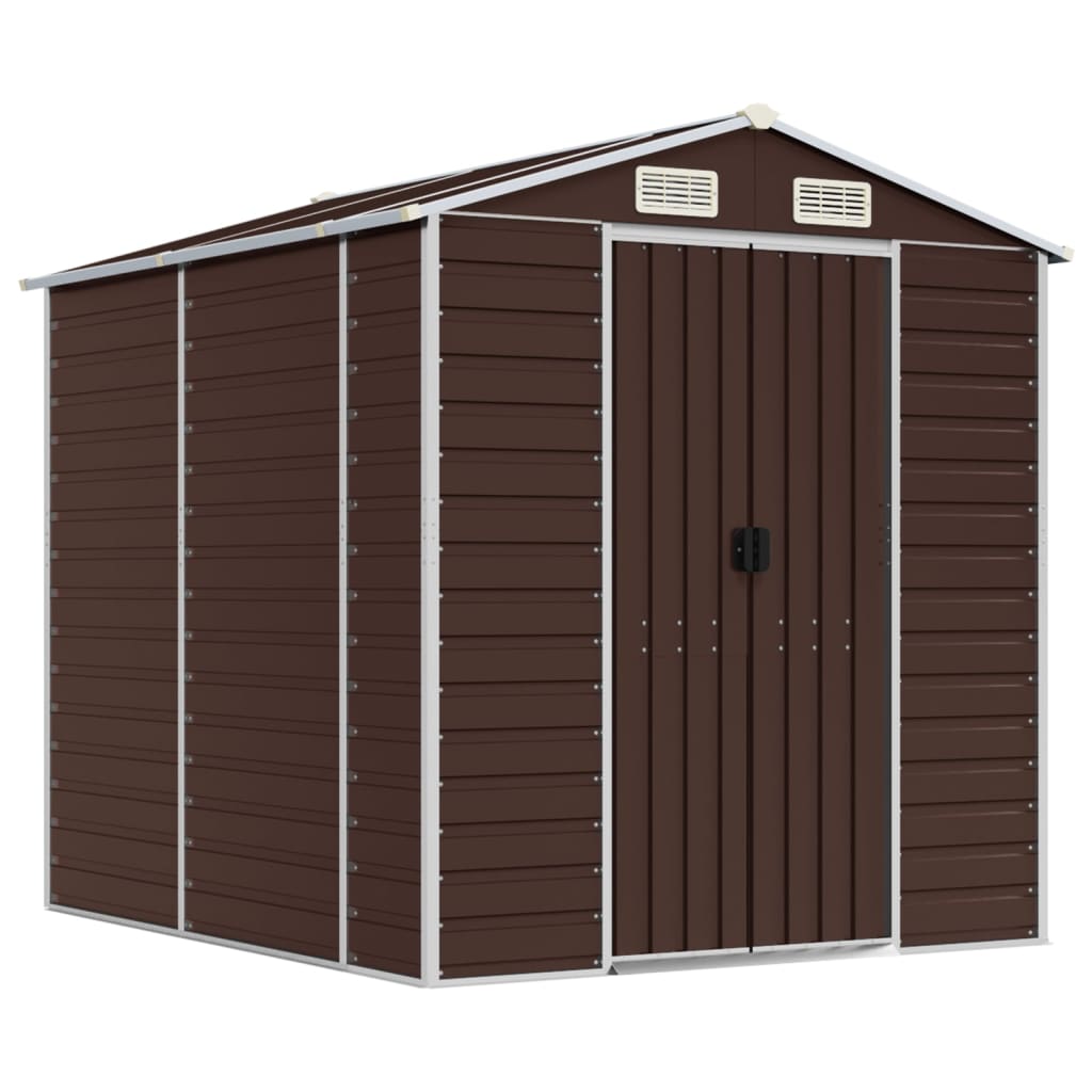 Vidaxl Garden Shed 191x215x198 cm ocynkowana stalowa brąz