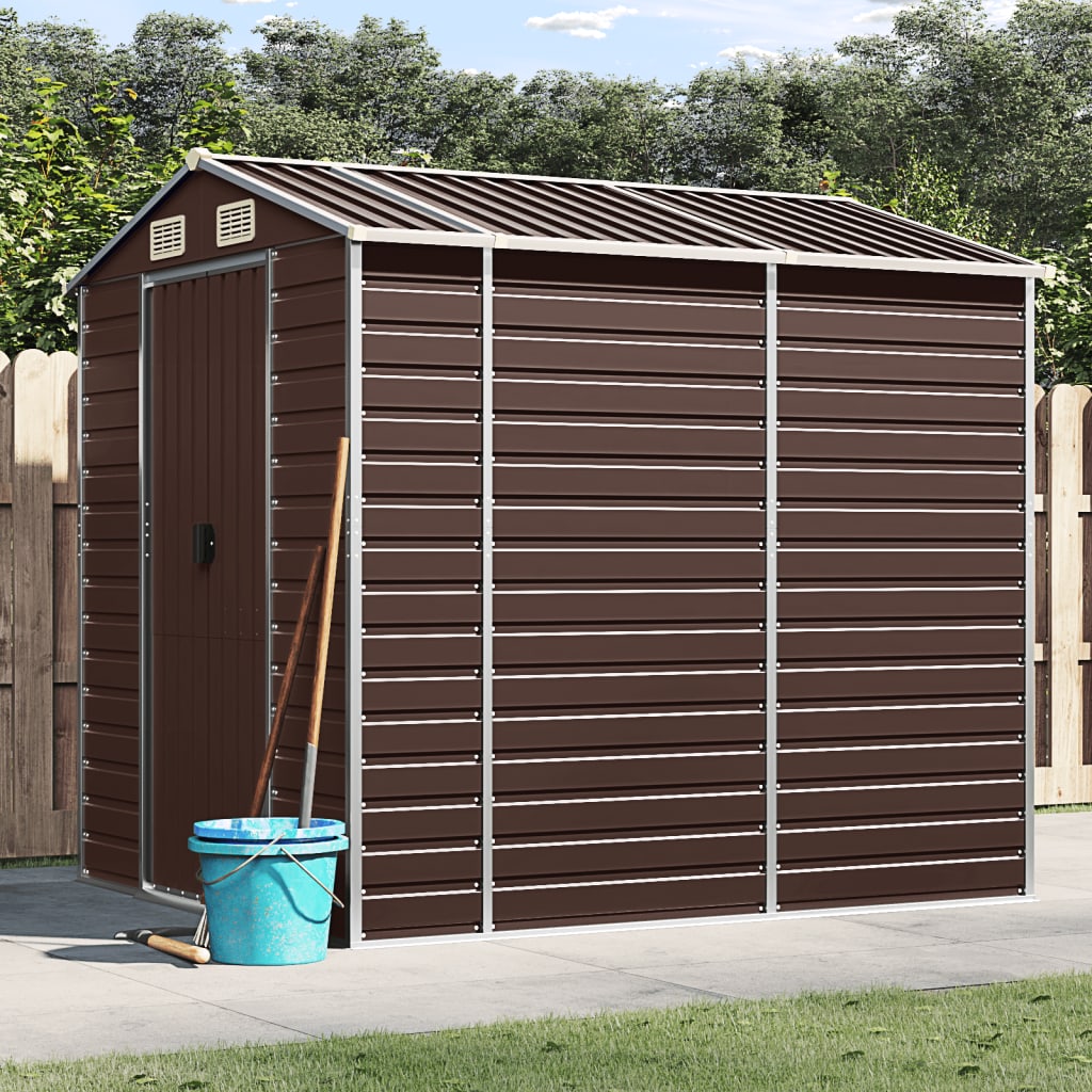 Vidaxl Garden Shed 191x215x198 cm ocynkowana stalowa brąz