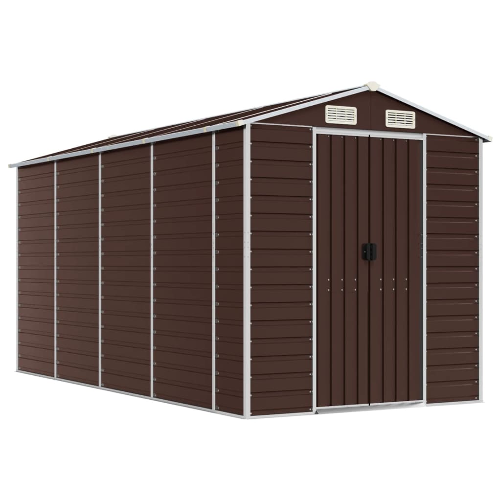 Vidaxl Garden Shed 191x385x198 cm verzinkter Stahlbraun