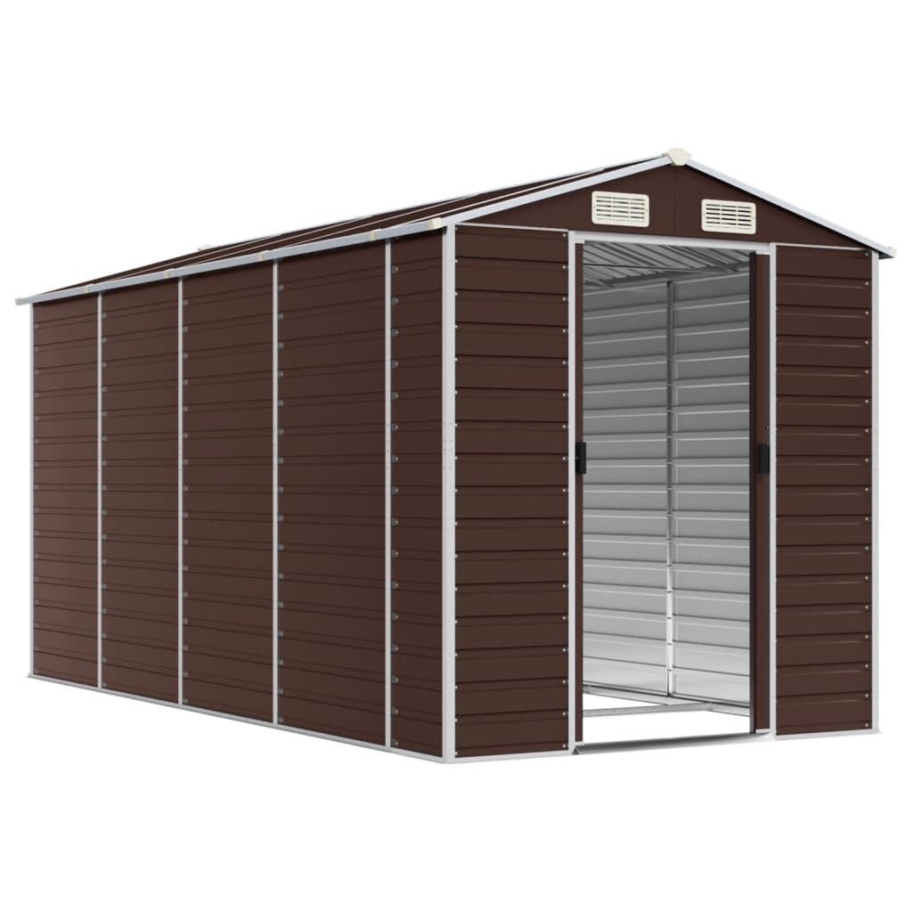 Vidaxl Garden Shed 191x385x198 cm verzinkter Stahlbraun