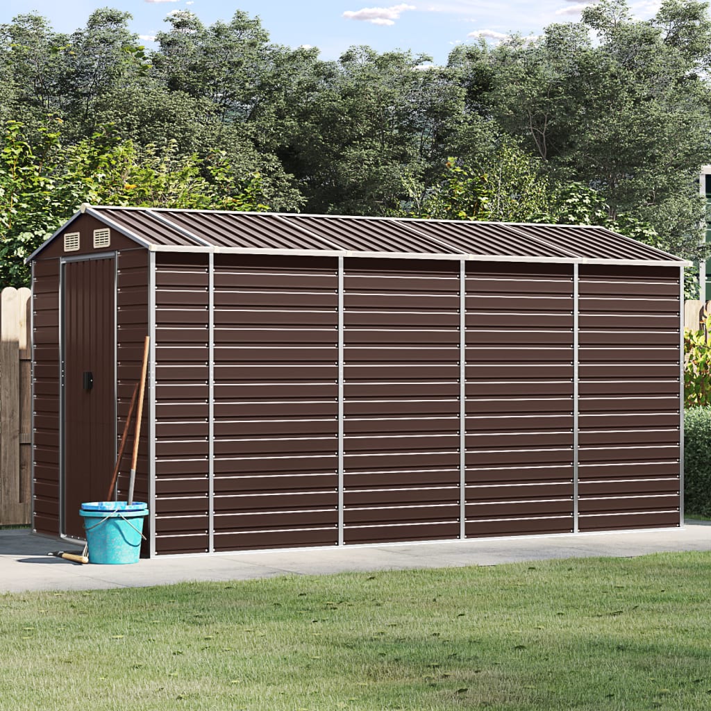 Vidaxl Garden Shed 191x385x198 cm verzinkter Stahlbraun