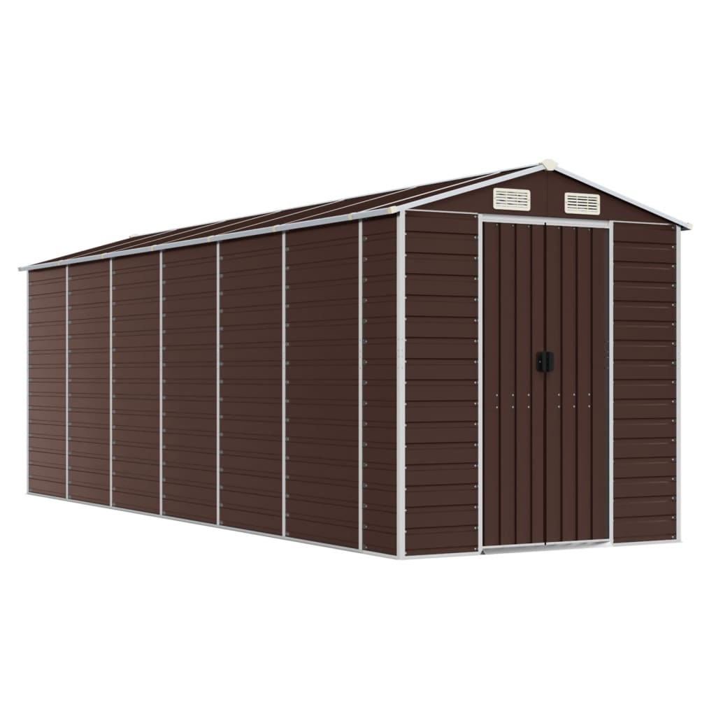 Vidaxl garden shed 191x555x198 cm galvanized steel brown