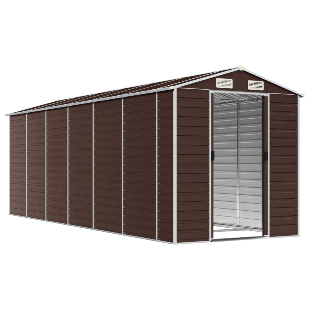 Vidaxl garden shed 191x555x198 cm galvanized steel brown