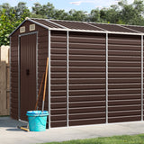 Vidaxl garden shed 191x555x198 cm galvanized steel brown